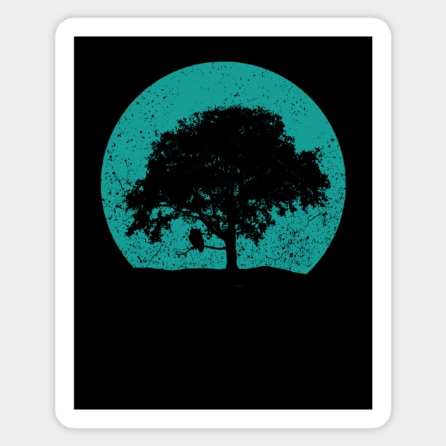 Owl  in Tree in Blue Moon Sticker by DavidLoblaw